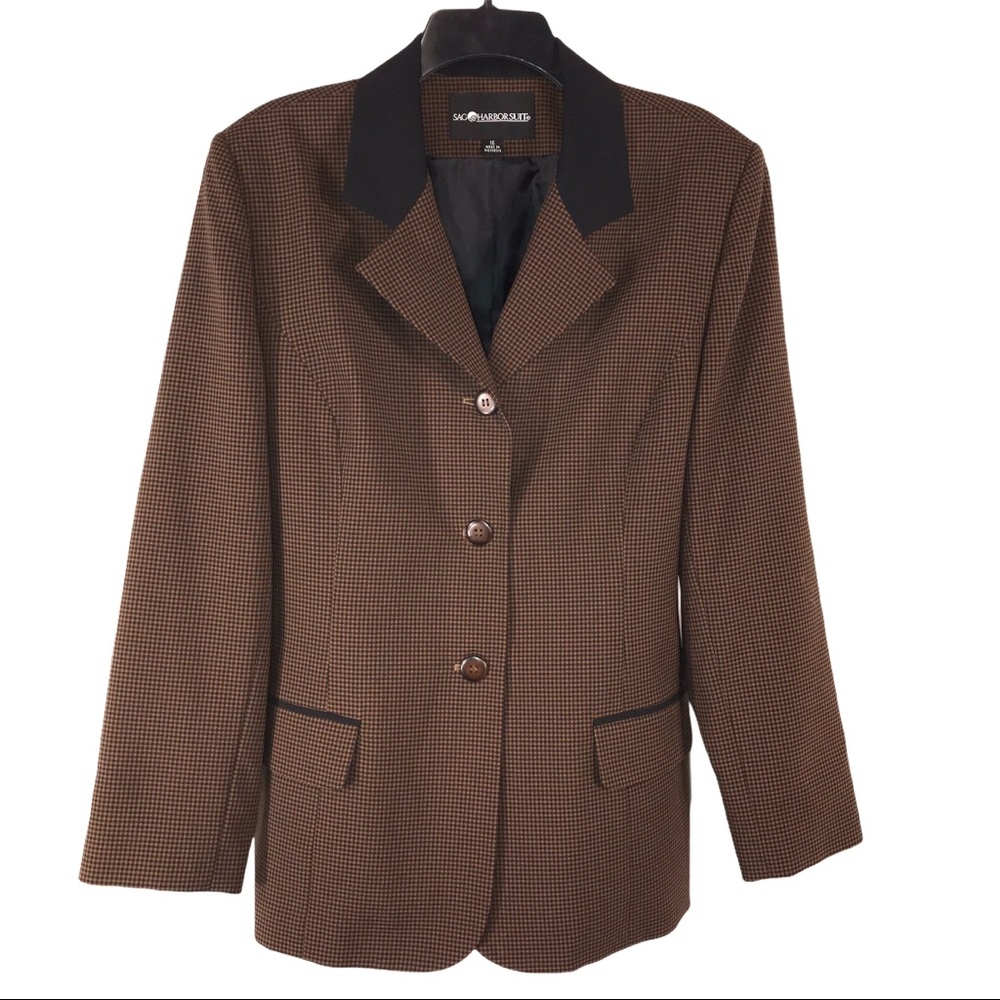 Vintage Gingham Brown Black Blazer